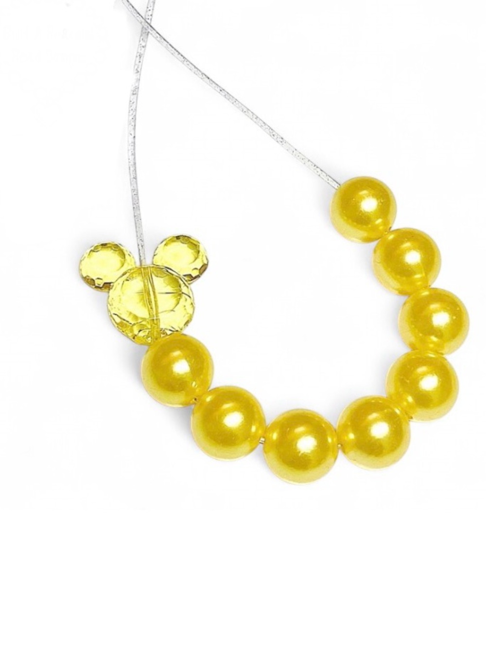 Handmade Minnie Mouse Inspired Yellow Pearl Adjustable Disney Necklace Spring